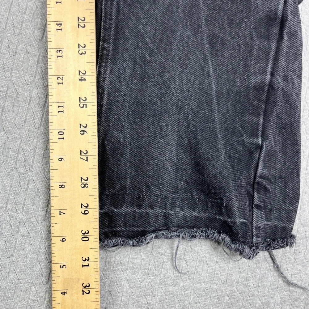 Zara Baggy Wide Leg Jeans Men 34/32x30.5 Black Distressed Raw Hem Straight Leg